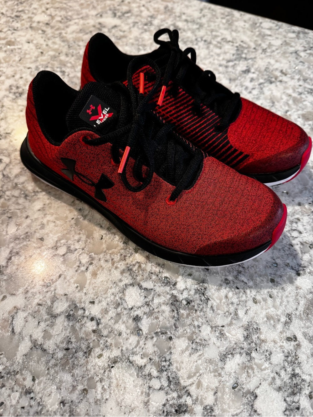 Under Armour Red and Black Training Shoes- Boys Size 5. Worn One Time!